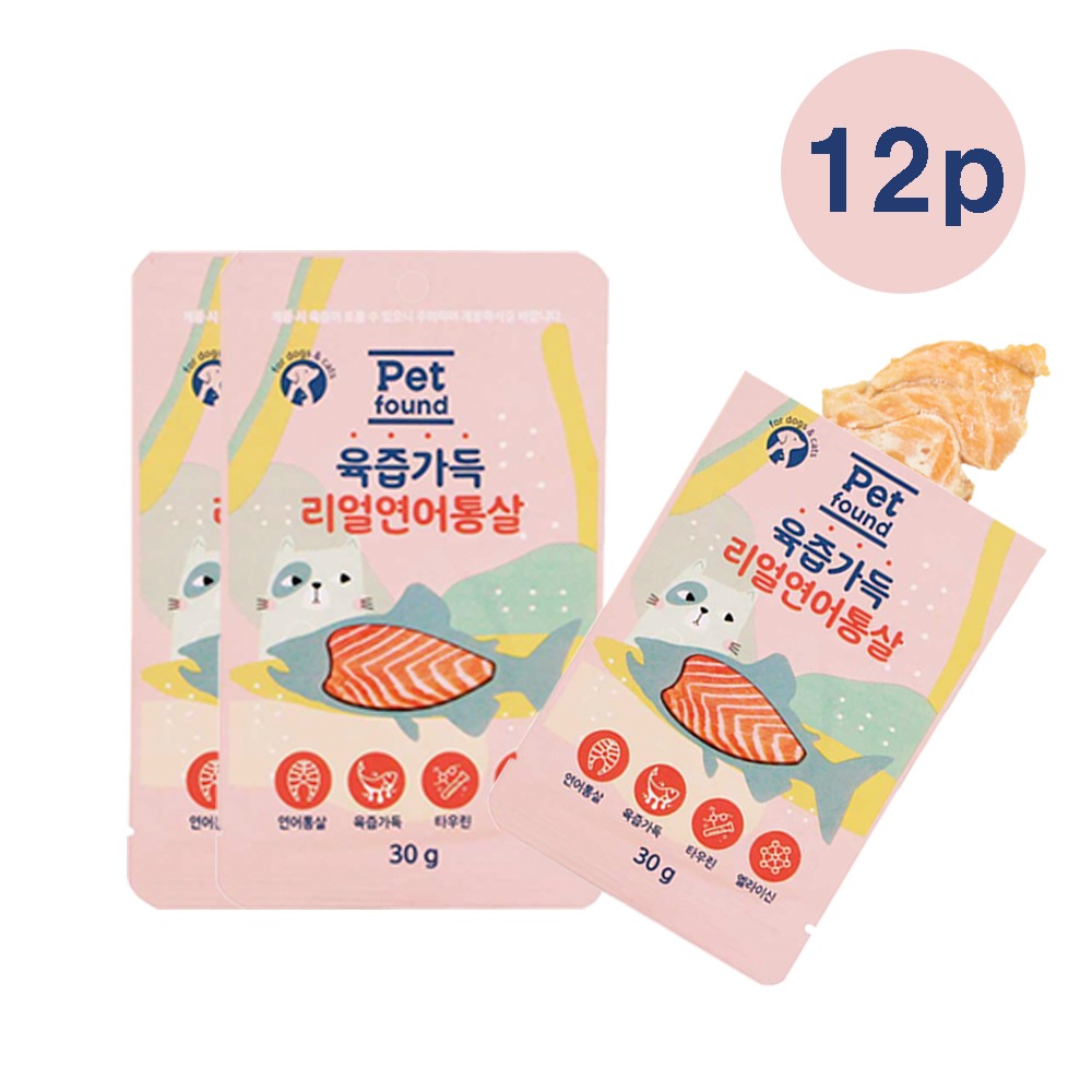 펫파운드 습식 고양이간식 육즙가득 리얼연어통살 30gX12P